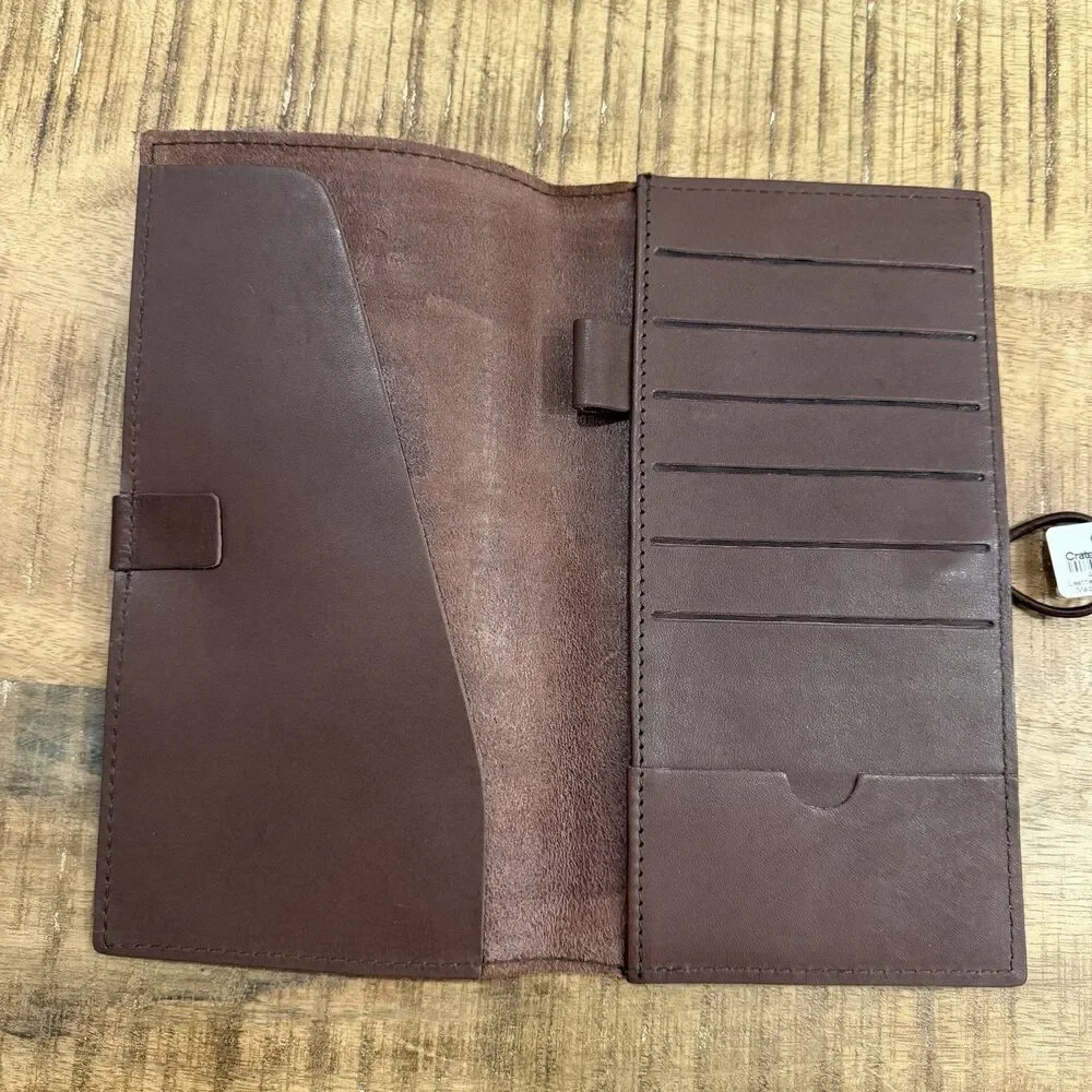 NWT Crate & Barrel Brown Leather‎ Travel Wallet